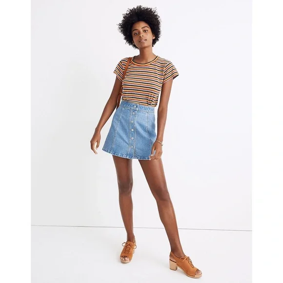 Madewell Stretch Denim A-Line Mini Skirt in Miller Wash - Picture 2 of 10